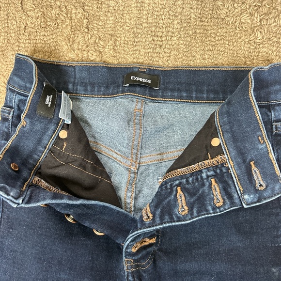 Express Dark Blue High Rise Jeans - Picture 3 of 7